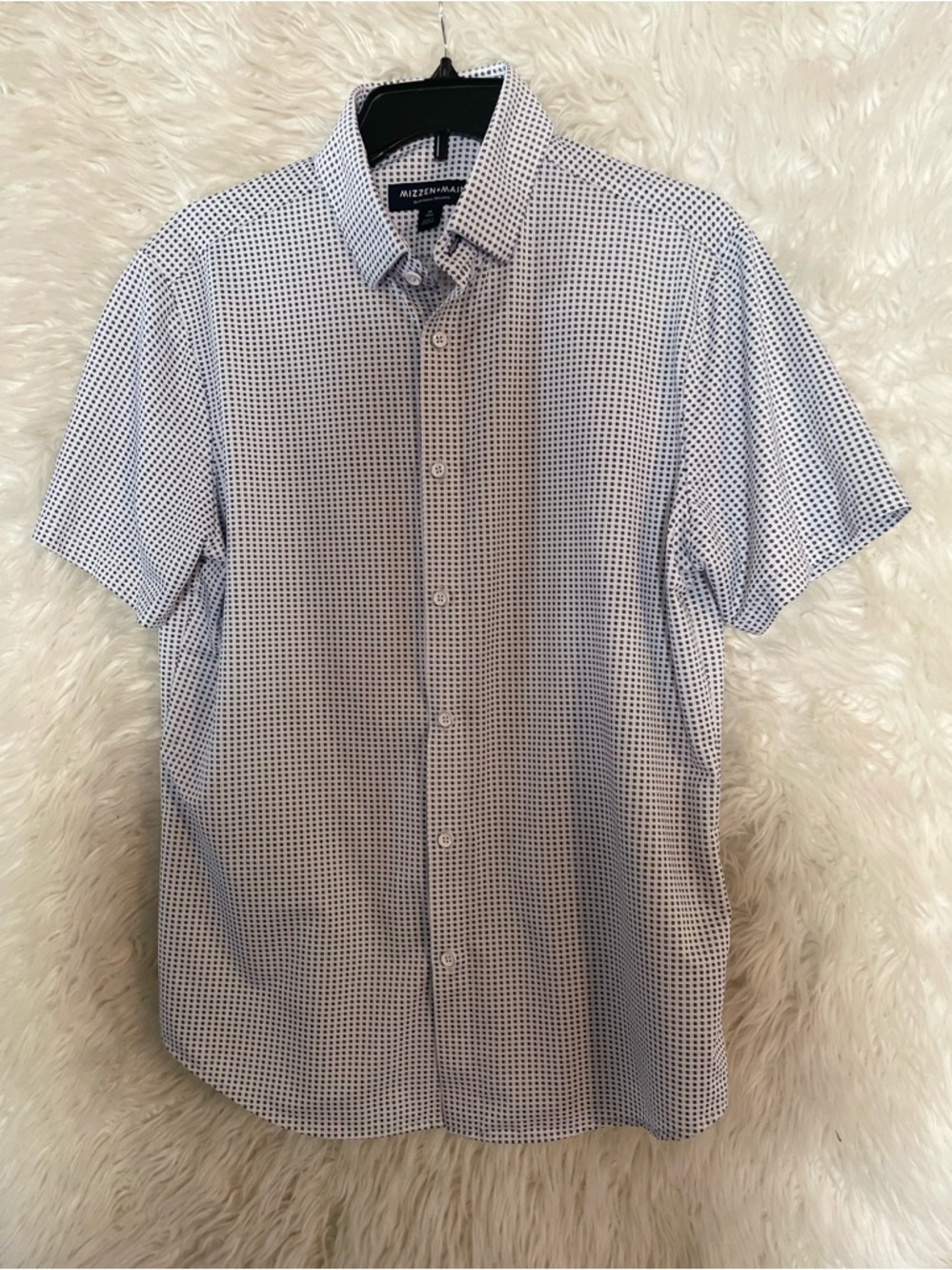 Mizzen+Main Performance Menswear Halyard Short Sleeve Button Down Shirt-M (Trim)